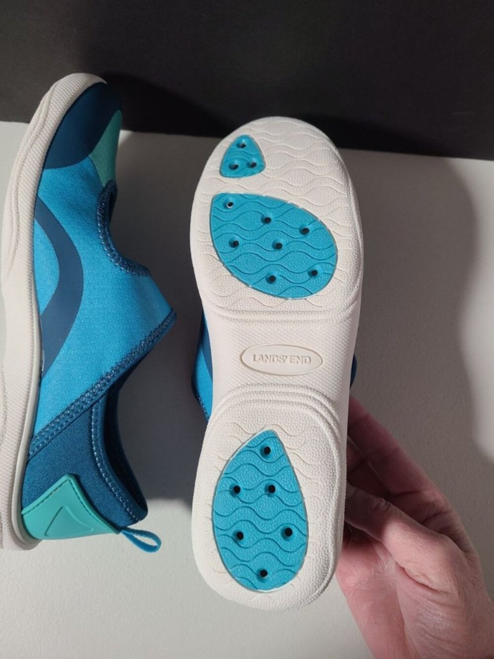 Lands End Water Shoes Womens Size 7B Teal Blue with Black Trim - Picture 8 of 13